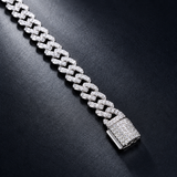 Close-up of 6mm sterling silver moissanite Miami Cuban bracelet clasp