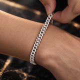 6mm sterling silver moissanite Miami Cuban bracelet worn on wrist