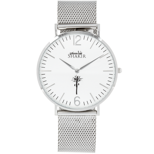 Shakir Ultra Slim Watch White Sand Stainless Steel Mesh Strap