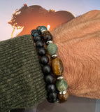 Tiger Eye and Green Jasper Bracelet