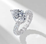 Freya pear-shaped ring, three-quarter view