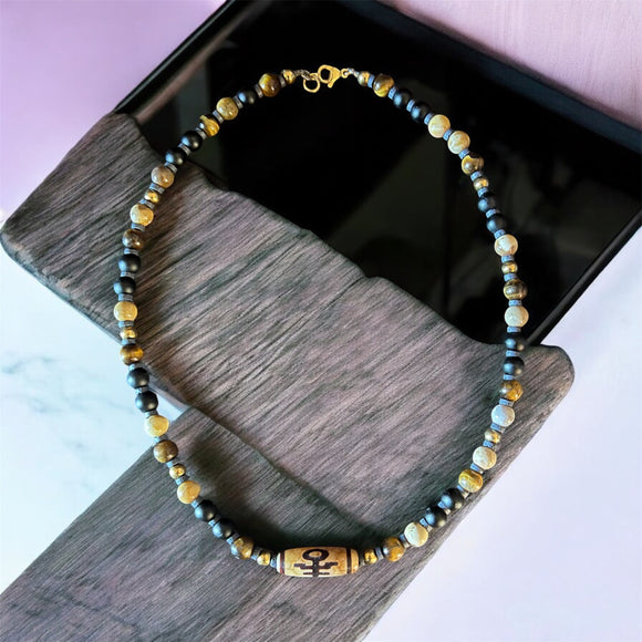 Sacred Harmony Tibetan Dzi Agate Necklace