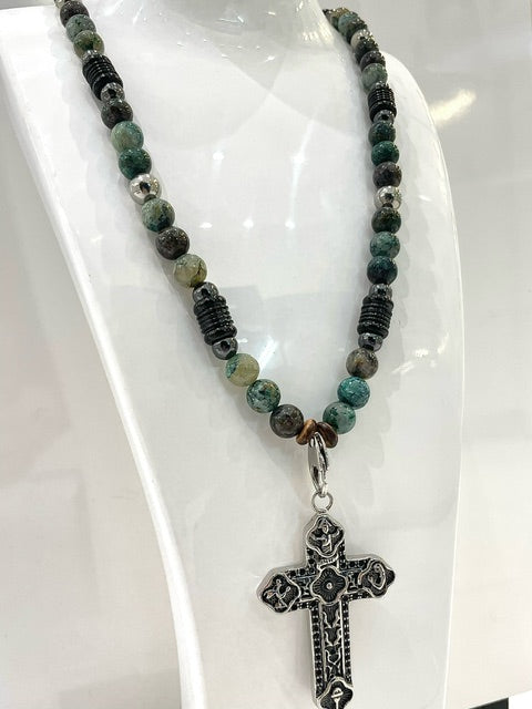 Ebedi - custom made, bead necklace, cross