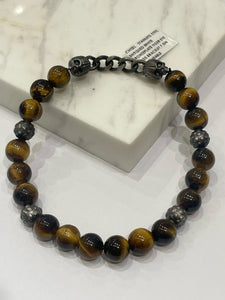 chisel - skulls and tiger eye bracelet
