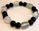 Ebedi - lava & clear quartz beaded bracelet