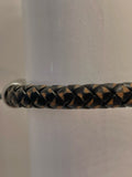 Ebedi - black & brown leather, blue beads bracelet