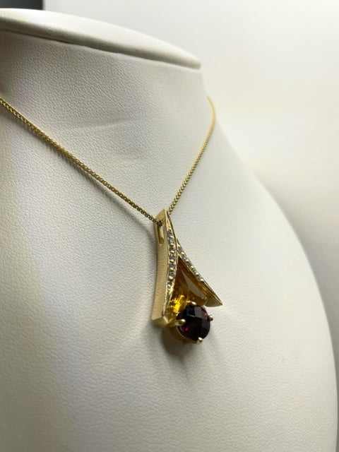 Galatea - Citrine, Garnet and diamond necklace