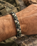 Ebedi camouflage woven acrylic cord bracelet worn on wrist