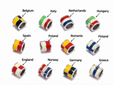 Country flag bead options for Ebedi braided leather bracelet