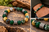 ebedi Faceted Green Agate & Natural Stone Bracelet