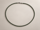 Ebedi woven green and white cord necklace with stainless steel clasp
