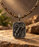 Ebedi scorpion pendant necklace with braided camouflage cord