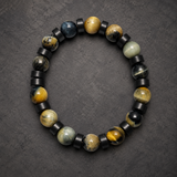 Ebedi tiger eye 10 mm bracelet with black jasper disc spacers