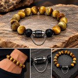 Ebedi 12mm Tiger Eye Bracelet with Magnetic Clasp & Safety Chain