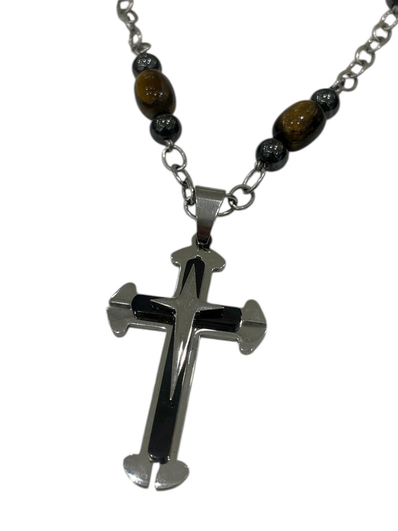 Ebedi tiger eye and hematite necklace