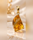 10K yellow gold natural citrine 10-carat fancy-cut pendant, standalone front view