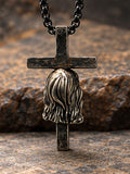 Moda custom made Jesus face cross pendant rear view