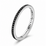 Black pavé CZ sterling silver ring, main product view