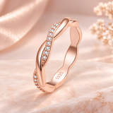 Rose gold-plated ring included in Freya three-colour stack set