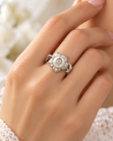 Galatea pearl flower ring worn on a woman's hand