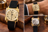 Vintage Gruen Precision watch front, worn and rear views collage