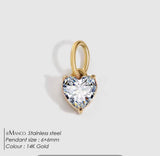 Gold-tone stainless steel heart cubic zirconia pendant