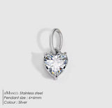 Silver-tone stainless steel heart cubic zirconia pendant