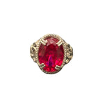LC GEMS - 925 silver ring with big oval lab created ruby