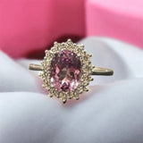 LC GEMS - 925 silver ring with lab created light purple tourmaline stone