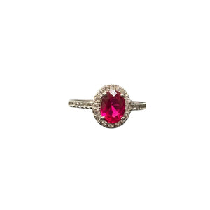 LC GEMS - 925 silver ring with a lab created ruby