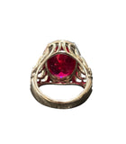 LC GEMS - 925 silver ring with big oval lab created ruby