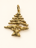 Lebanese cedar tree pendant in gold-plated sterling silver, front view