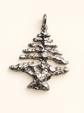 Lebanese cedar tree pendant in sterling silver, front view
