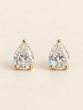 Pair of pear-shaped moissanite stud earrings in 10K gold