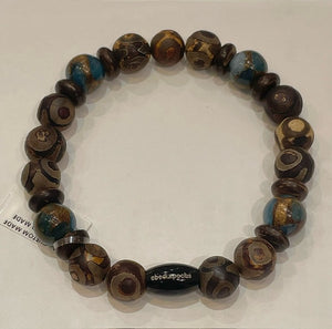 Ebedi - tibetan, agate and amazonite beaded bracelet