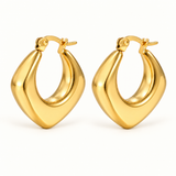 Gold IP stainless steel angular hoop earrings, standalone product image
