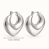 Silver angular hoop earrings, 2.2 cm wide