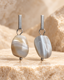 Yana Botswana agate free-form stainless steel earrings