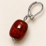 Close-up of Dark Red Agate stone and lighter silver stainless steel hook