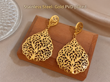 Yana filigree drop earrings in stainless steel with gold PVD plating