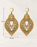 Yana filigree statement earrings measurement reference: 45 mm wide by 70 mm long