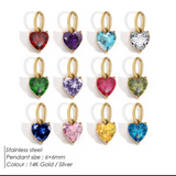Yana heart birthstone pendant color options and size specifications