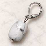 Close-up of Howlite stone and lighter silver stainless steel hook