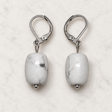 Howlite earrings on a styled studio background