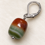 Close-up of Multicolor Agate stone and lighter silver stainless steel hook