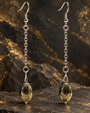 Yana custom pyrite drop earrings with stainless steel chain and hooks