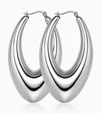 Silver stainless steel nested U-shaped hoop earrings, main product image