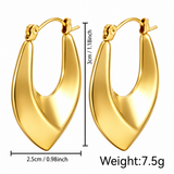Smooth gold IP stainless steel earrings with dimensions 3 cm by 2.5 cm and weight 7.5 g