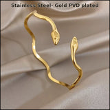 Yana snake bangle in stainless steel with gold PVD plating