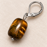 Close-up of Tiger Eye stone and lighter silver stainless steel hook